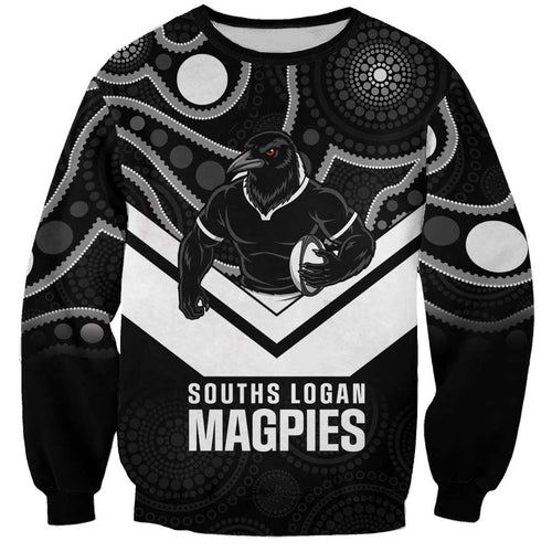 Souths Rugby Custom Sweatshirt Go Magpies Mascot Aboriginal Art - Aussie Hoodie