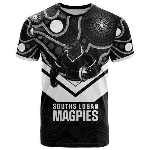 Souths Rugby Custom T Shirt Go Magpies Mascot Aboriginal Art - Aussie Hoodie