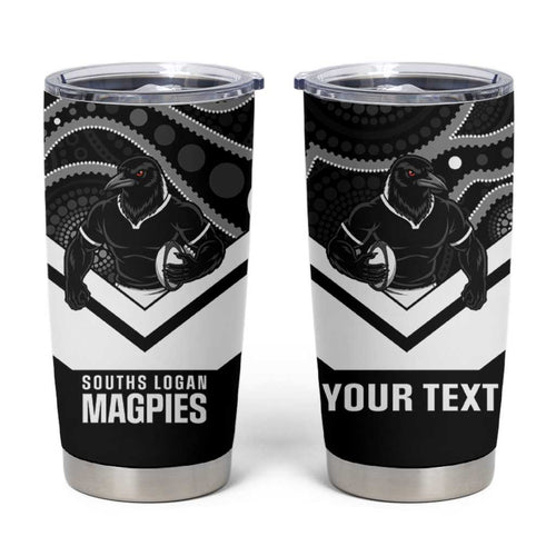 Souths Rugby Custom Tumbler Cup Go Magpies Mascot Aboriginal Art - Aussie Hoodie