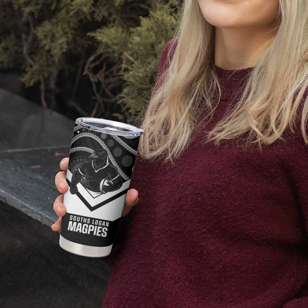 Souths Rugby Custom Tumbler Cup Go Magpies Mascot Aboriginal Art - Aussie Hoodie
