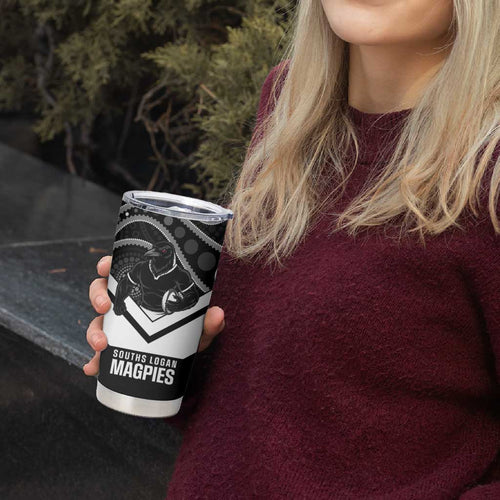 Souths Rugby Custom Tumbler Cup Go Magpies Mascot Aboriginal Art - Aussie Hoodie