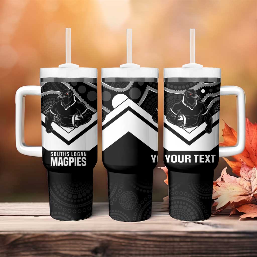 Souths Rugby Custom Tumbler With Handle Go Magpies Mascot Aboriginal Art - Aussie Hoodie