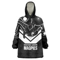 Souths Rugby Custom Wearable Blanket Hoodie Go Magpies Mascot Aboriginal Art - Aussie Hoodie