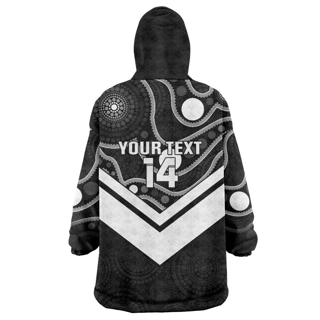Souths Rugby Custom Wearable Blanket Hoodie Go Magpies Mascot Aboriginal Art - Aussie Hoodie