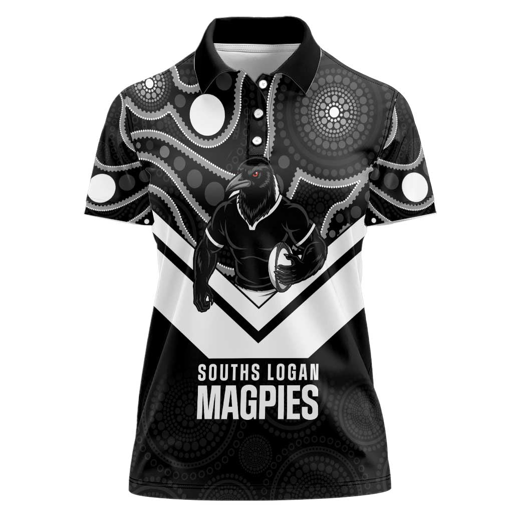 Souths Rugby Custom Women Polo Shirt Go Magpies Mascot Aboriginal Art - Aussie Hoodie