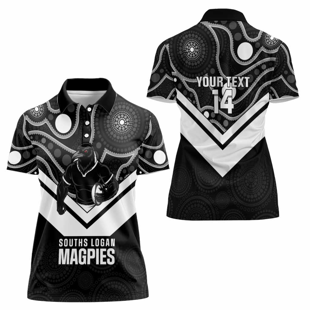 Souths Rugby Custom Women Polo Shirt Go Magpies Mascot Aboriginal Art - Aussie Hoodie
