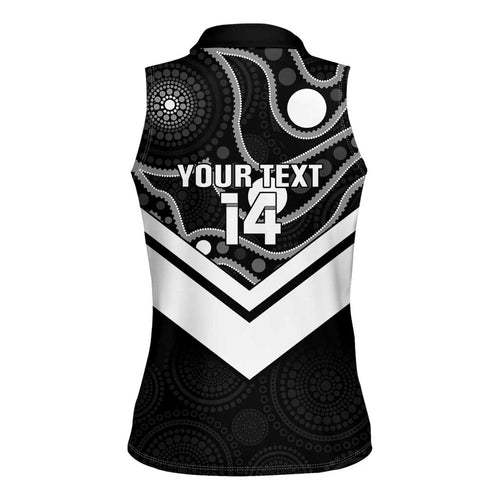 Souths Rugby Custom Women Sleeveless Polo Shirt Go Magpies Mascot Aboriginal Art - Aussie Hoodie