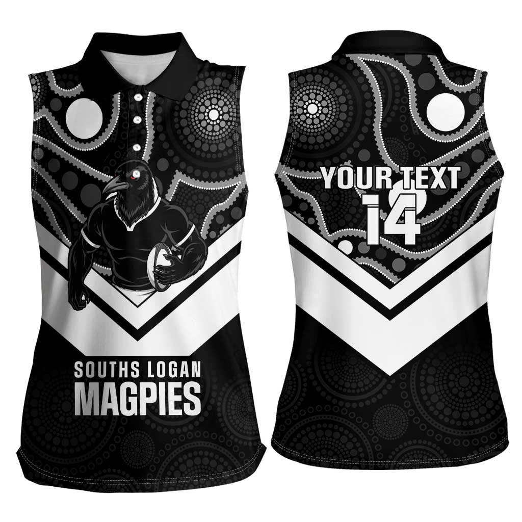 Souths Rugby Custom Women Sleeveless Polo Shirt Go Magpies Mascot Aboriginal Art - Aussie Hoodie