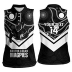 Souths Rugby Custom Women Sleeveless Polo Shirt Go Magpies Mascot Aboriginal Art - Aussie Hoodie
