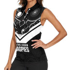 Souths Rugby Custom Women Sleeveless Polo Shirt Go Magpies Mascot Aboriginal Art - Aussie Hoodie