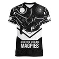 Souths Rugby Custom Women V-Neck T-Shirt Go Magpies Mascot Aboriginal Art - Aussie Hoodie