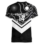 Souths Rugby Custom Women V-Neck T-Shirt Go Magpies Mascot Aboriginal Art - Aussie Hoodie
