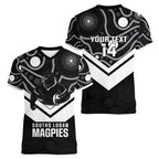 Souths Rugby Custom Women V-Neck T-Shirt Go Magpies Mascot Aboriginal Art - Aussie Hoodie