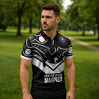 Souths Rugby Custom Zipper Polo Shirt Go Magpies Mascot Aboriginal Art - Aussie Hoodie