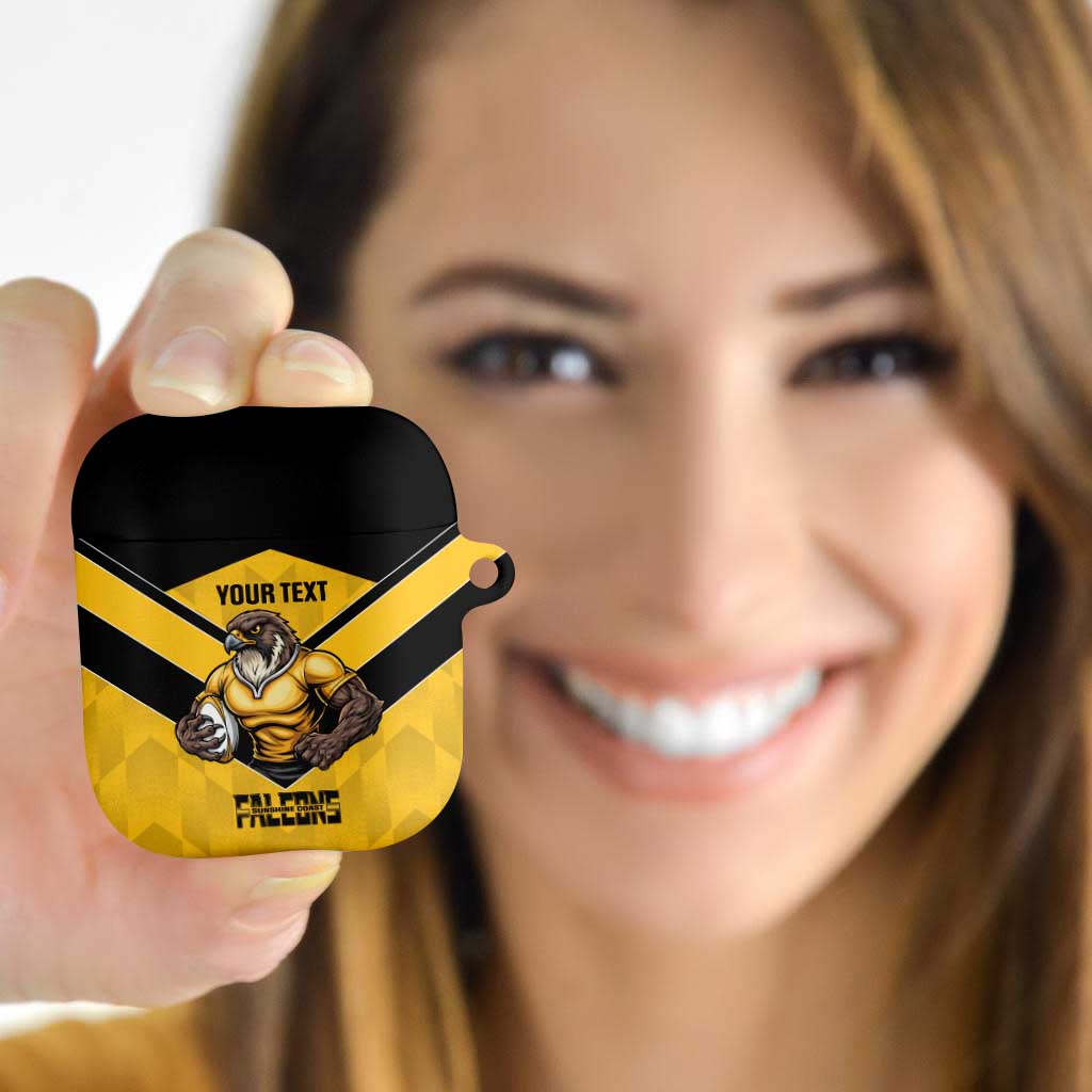 Sunshine Coast Rugby Custom AirPods Case Go Falcons Mascot Sporty Style - Aussie Hoodie