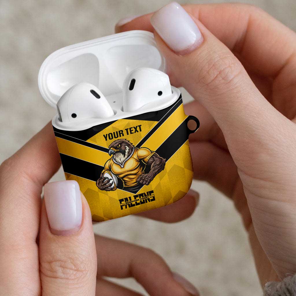 Sunshine Coast Rugby Custom AirPods Case Go Falcons Mascot Sporty Style - Aussie Hoodie