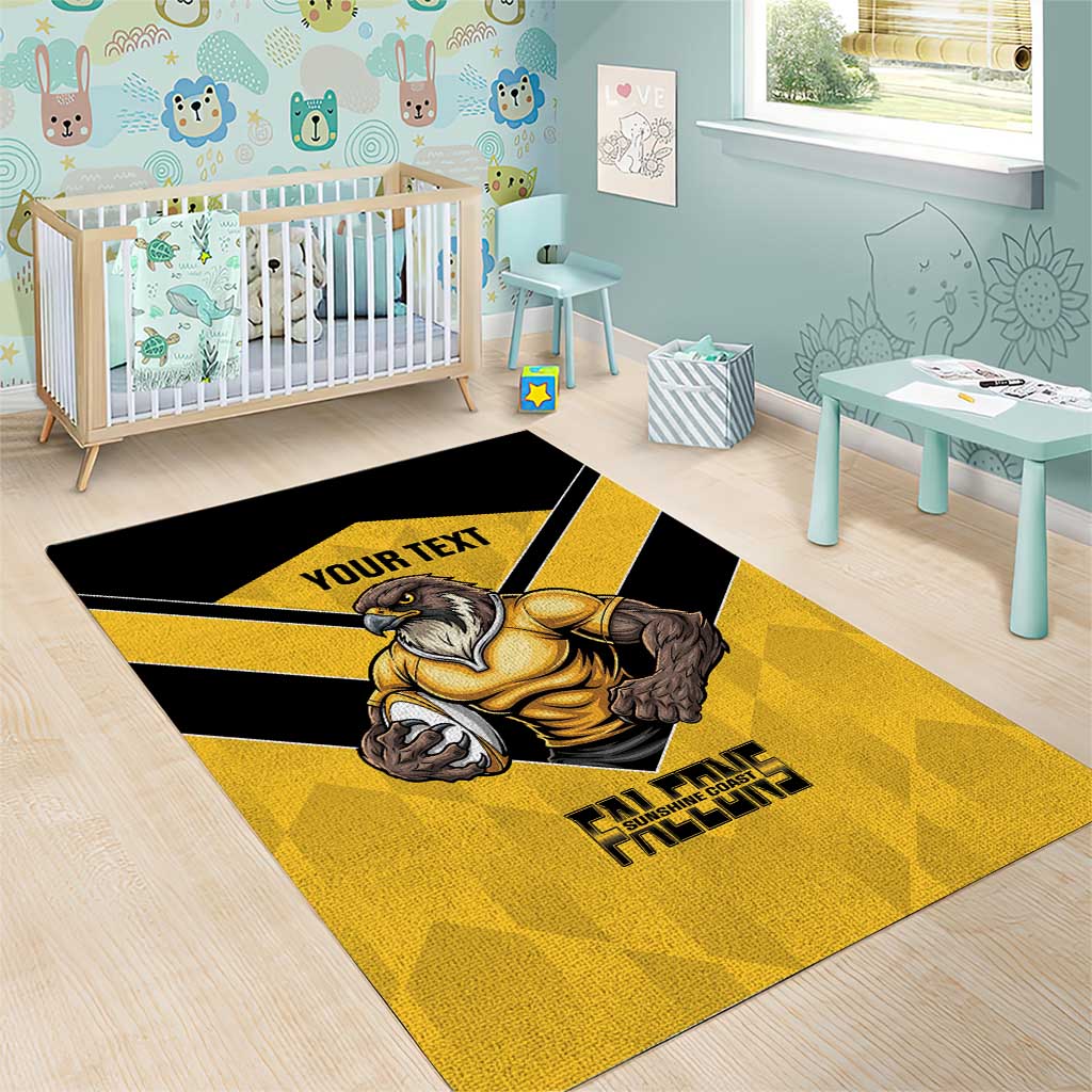 Sunshine Coast Rugby Custom Area Rug Go Falcons Mascot Sporty Style - Aussie Hoodie
