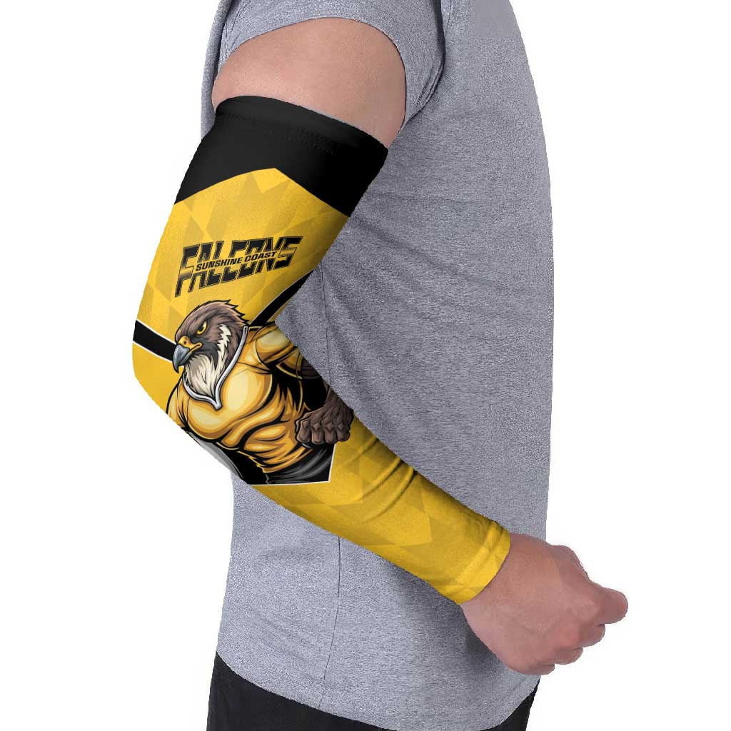 Sunshine Coast Rugby Custom Arm Sleeves Go Falcons Mascot Sporty Style - Aussie Hoodie