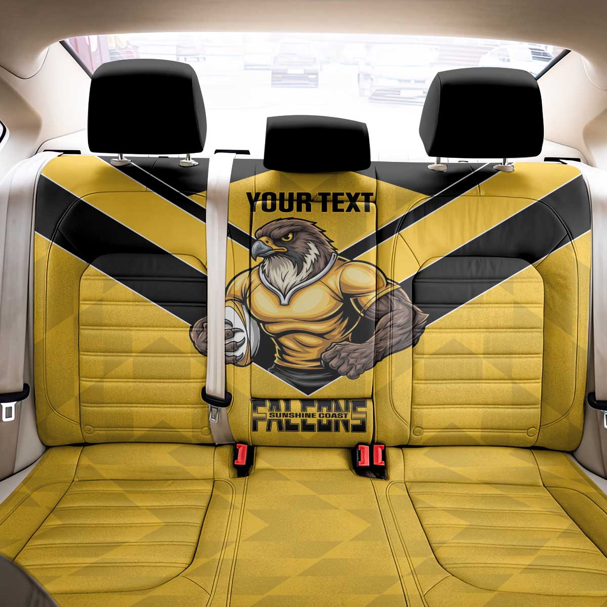Sunshine Coast Rugby Custom Back Car Seat Cover Go Falcons Mascot Sporty Style - Aussie Hoodie