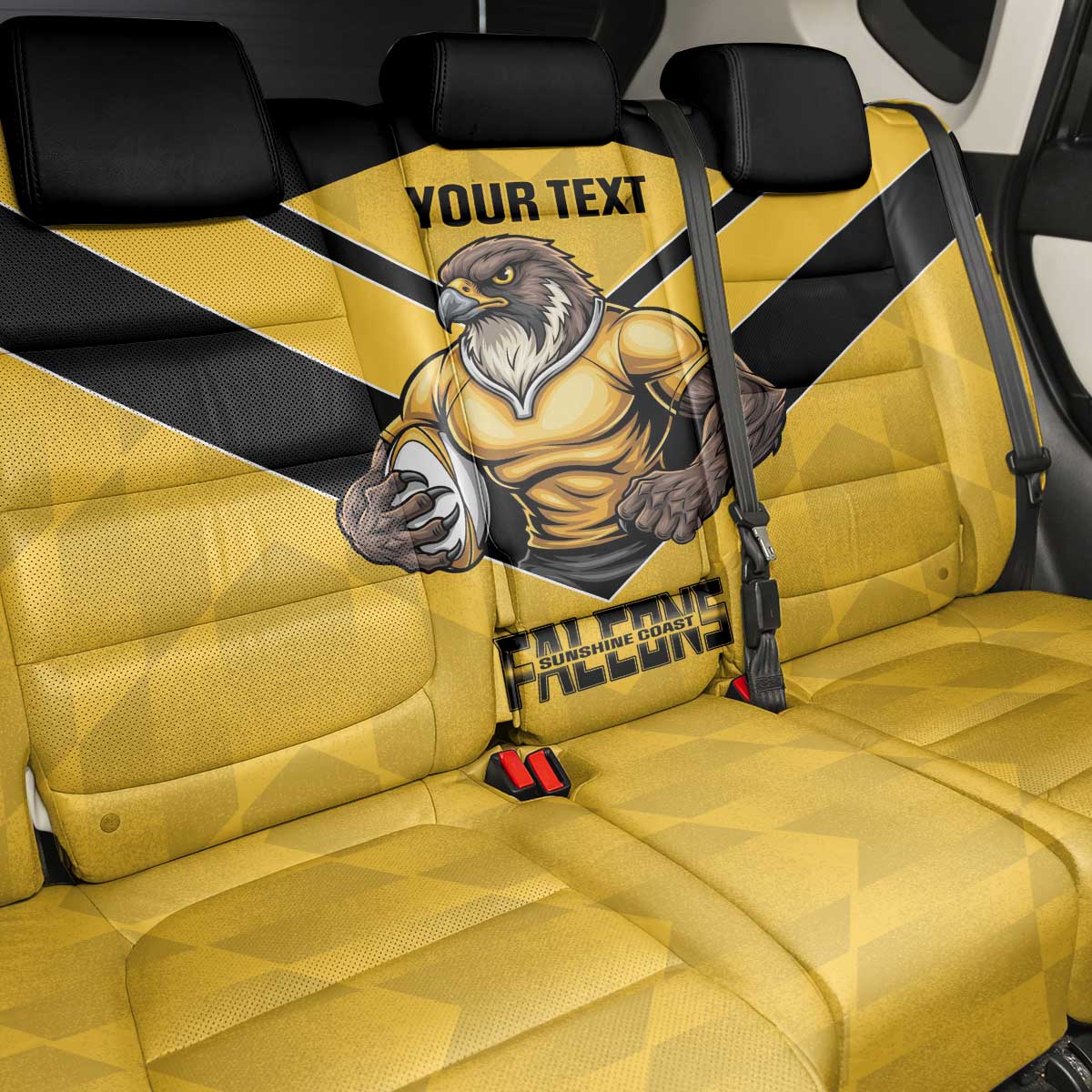 Sunshine Coast Rugby Custom Back Car Seat Cover Go Falcons Mascot Sporty Style - Aussie Hoodie
