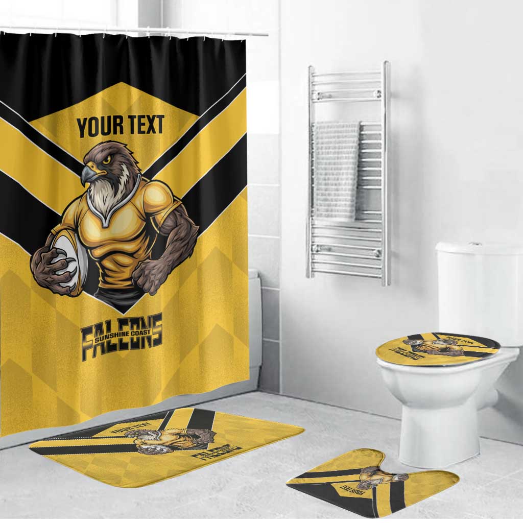 Sunshine Coast Rugby Custom Bathroom Set Go Falcons Mascot Sporty Style - Aussie Hoodie