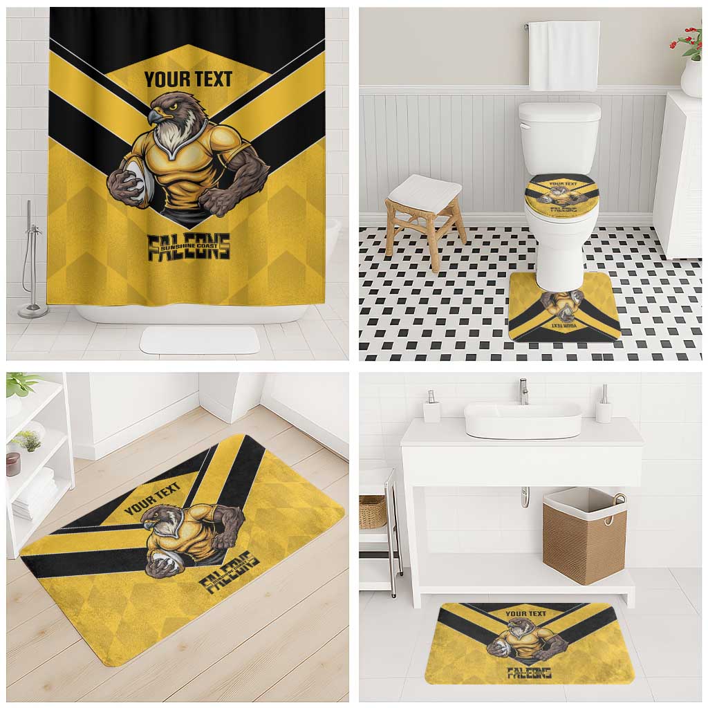 Sunshine Coast Rugby Custom Bathroom Set Go Falcons Mascot Sporty Style - Aussie Hoodie