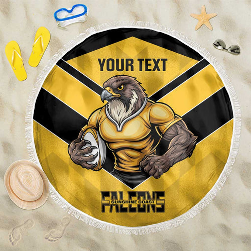 Sunshine Coast Rugby Custom Beach Blanket Go Falcons Mascot Sporty Style - Aussie Hoodie