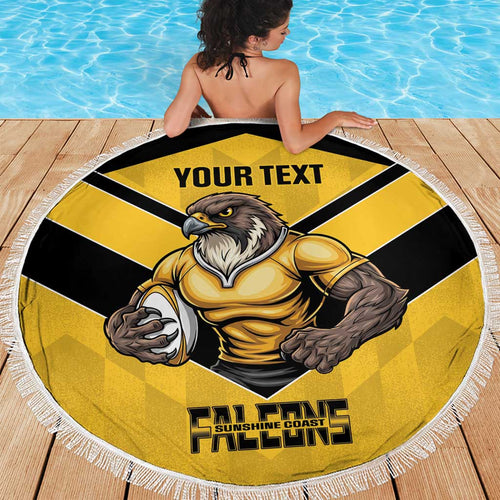 Sunshine Coast Rugby Custom Beach Blanket Go Falcons Mascot Sporty Style - Aussie Hoodie