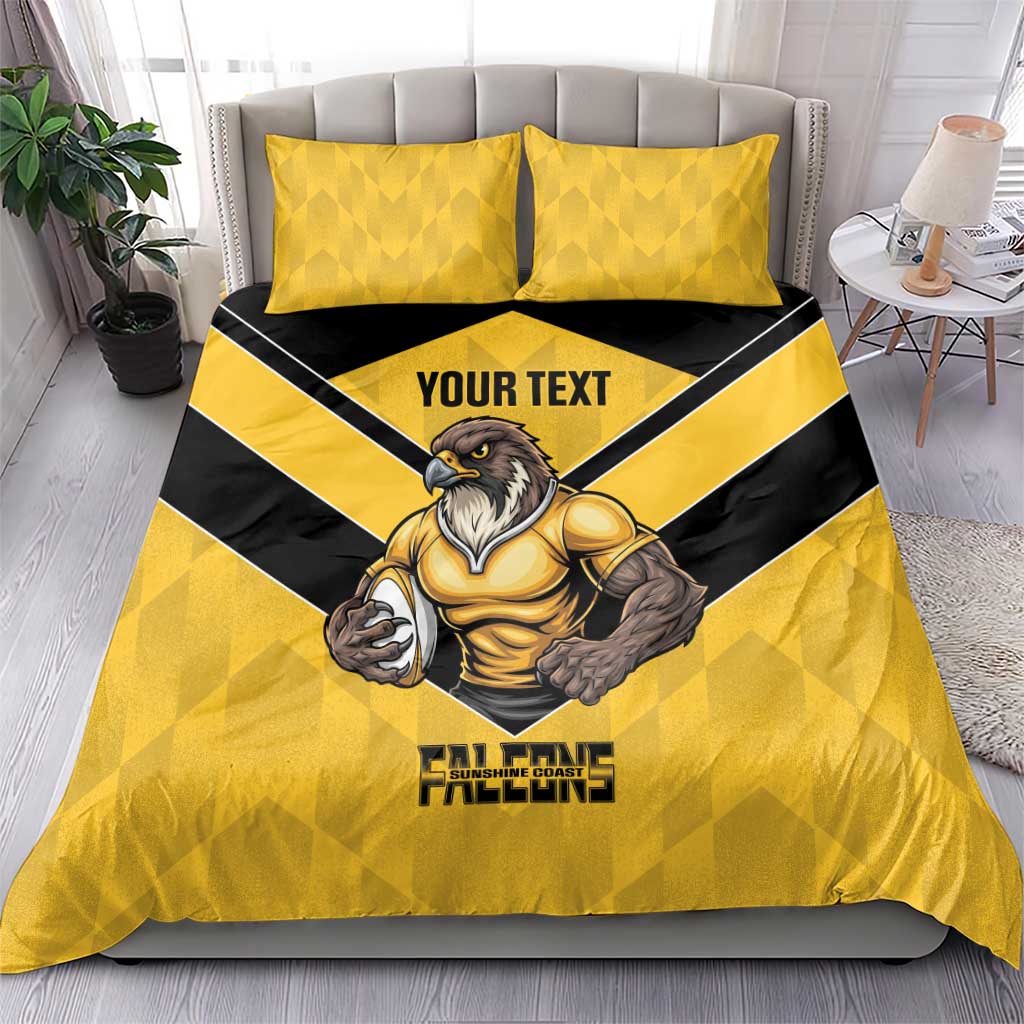 Sunshine Coast Rugby Custom Bedding Set Go Falcons Mascot Sporty Style - Aussie Hoodie