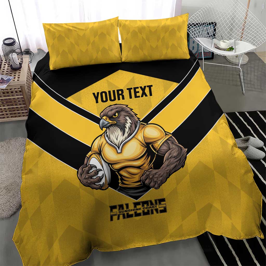 Sunshine Coast Rugby Custom Bedding Set Go Falcons Mascot Sporty Style - Aussie Hoodie