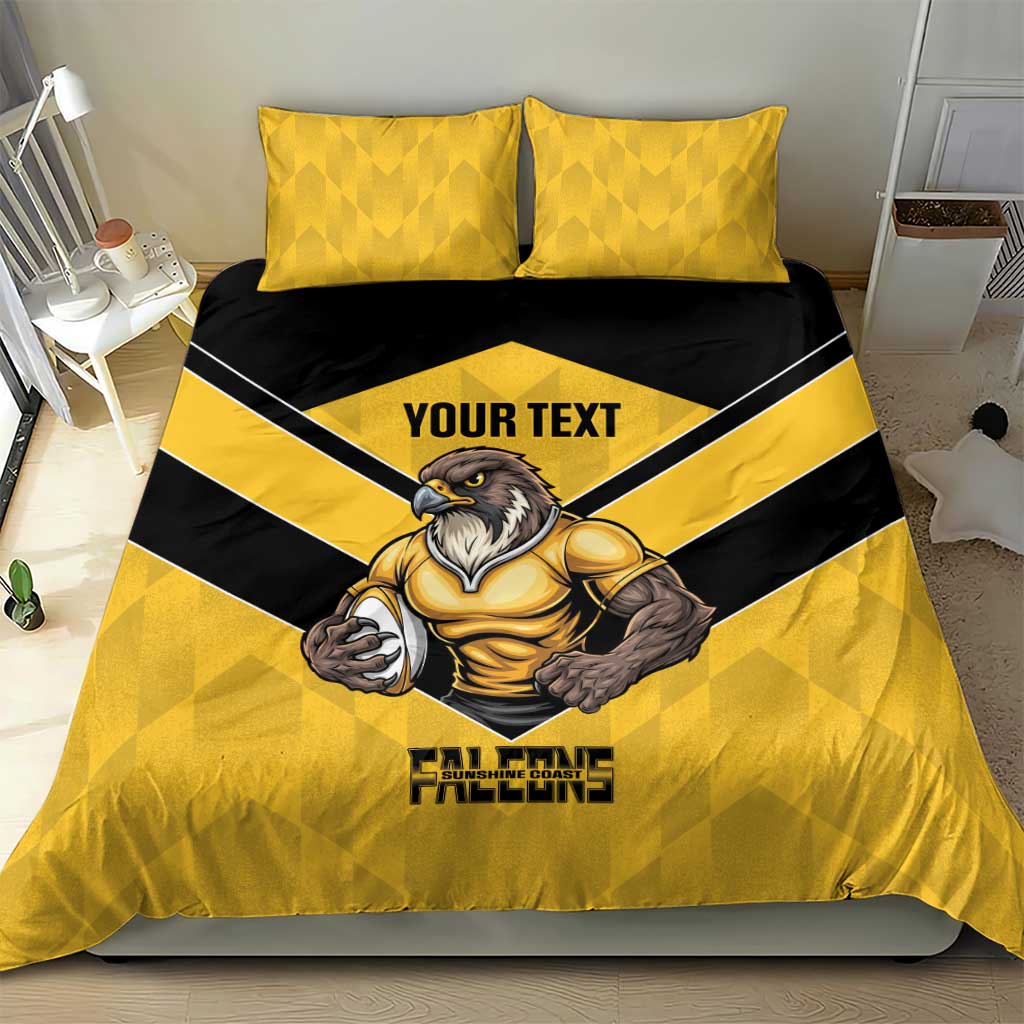 Sunshine Coast Rugby Custom Bedding Set Go Falcons Mascot Sporty Style - Aussie Hoodie