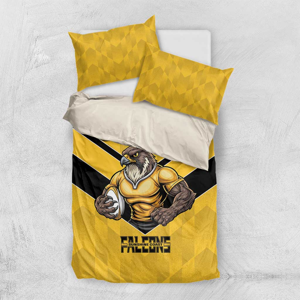 Sunshine Coast Rugby Custom Bedding Set Go Falcons Mascot Sporty Style - Aussie Hoodie