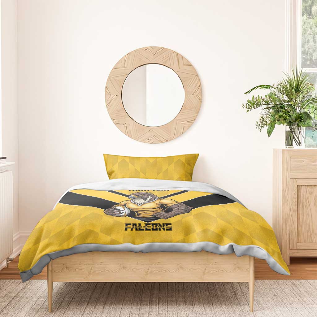 Sunshine Coast Rugby Custom Bedding Set Go Falcons Mascot Sporty Style - Aussie Hoodie