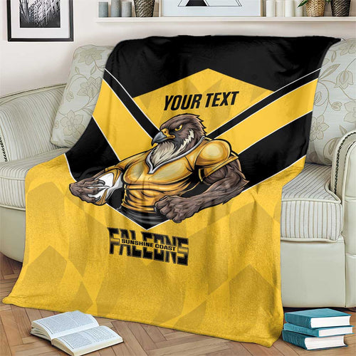 Sunshine Coast Rugby Custom Blanket Go Falcons Mascot Sporty Style - Aussie Hoodie