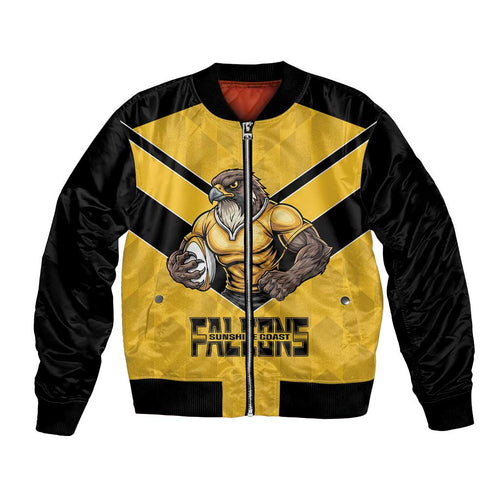 Sunshine Coast Rugby Custom Bomber Jacket Go Falcons Mascot Sporty Style - Aussie Hoodie