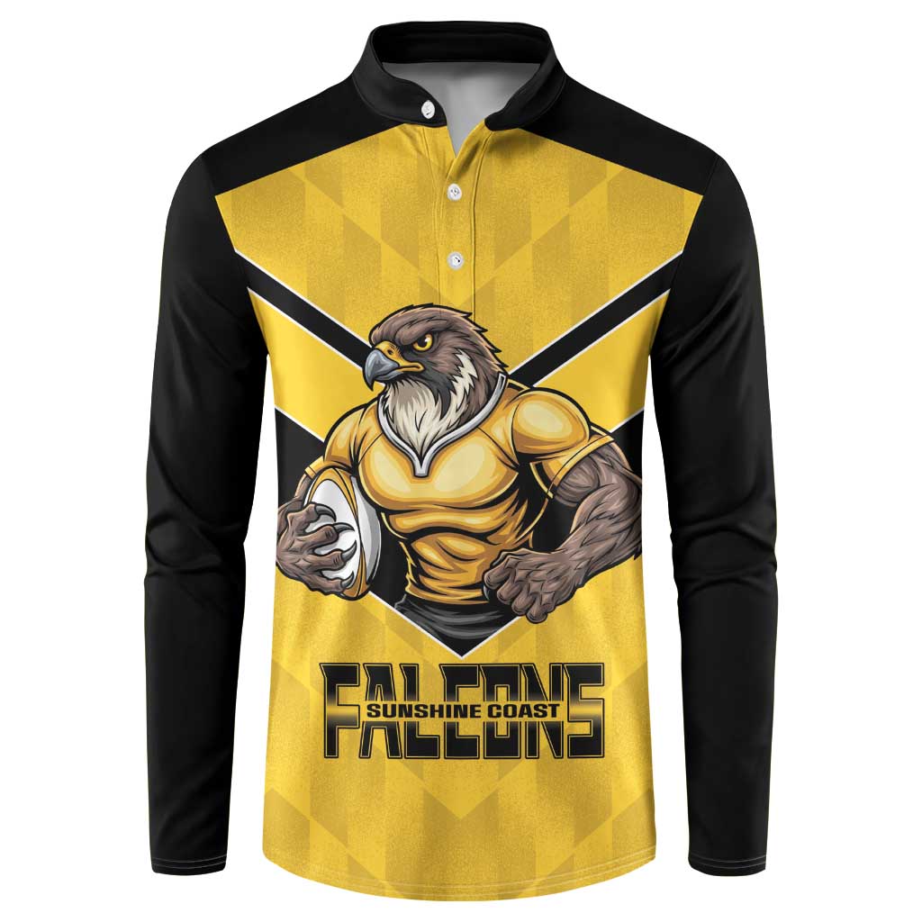 Sunshine Coast Rugby Custom Button Sweatshirt Go Falcons Mascot Sporty Style - Aussie Hoodie