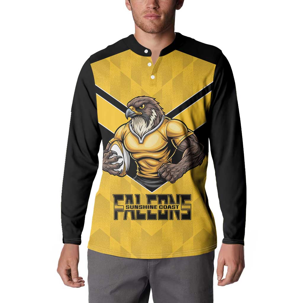 Sunshine Coast Rugby Custom Button Sweatshirt Go Falcons Mascot Sporty Style - Aussie Hoodie