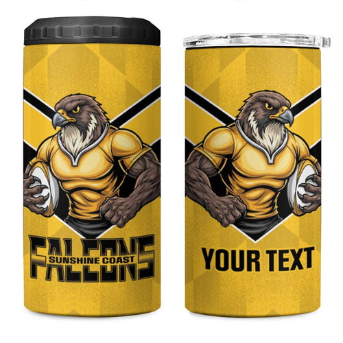Sunshine Coast Rugby Custom 4 in 1 Can Cooler Tumbler Go Falcons Mascot Sporty Style - Aussie Hoodie
