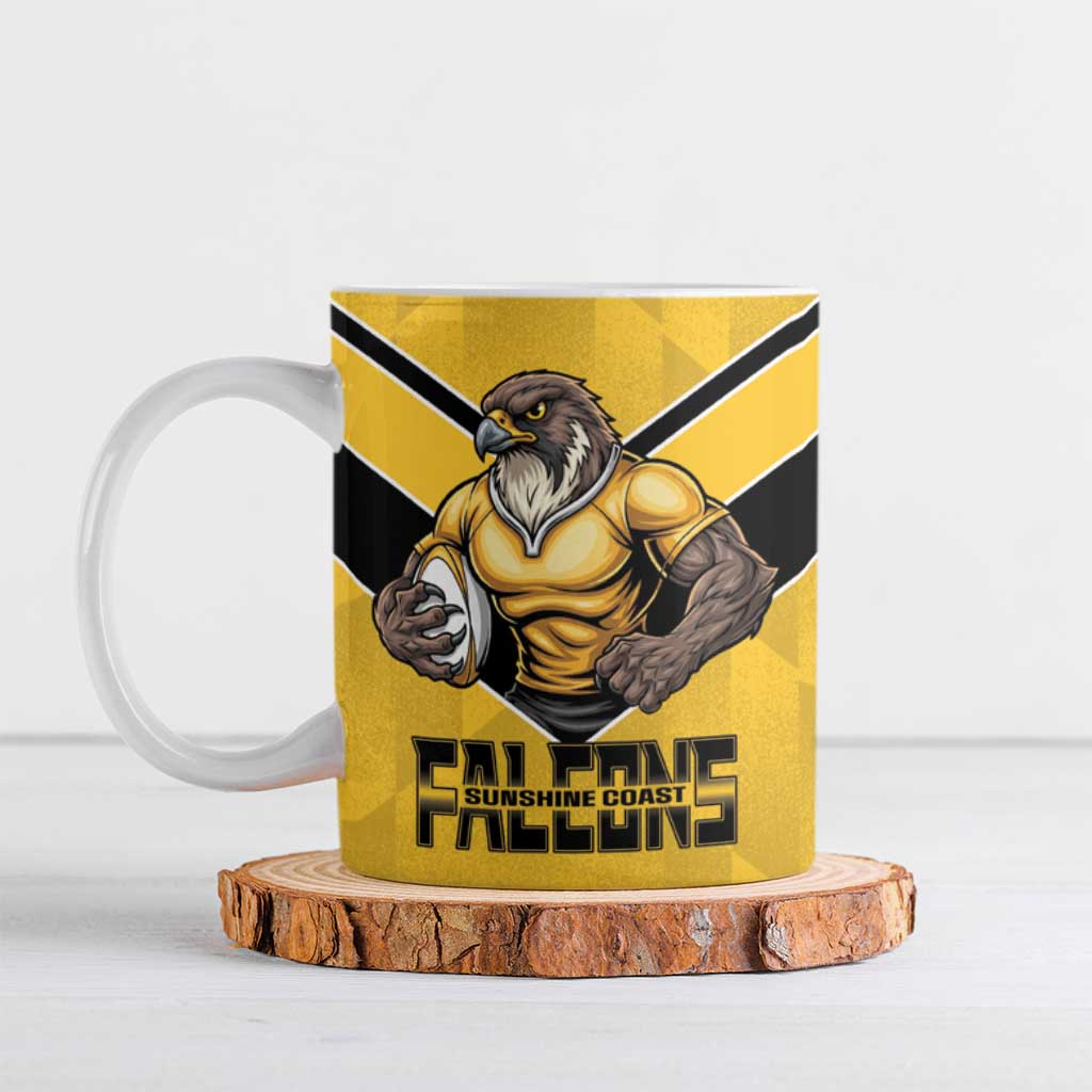 Sunshine Coast Rugby Custom Ceramic Mug Go Falcons Mascot Sporty Style - Aussie Hoodie