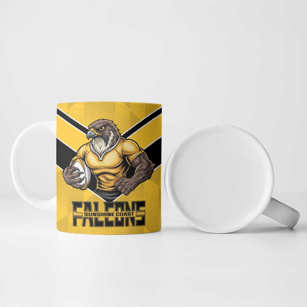 Sunshine Coast Rugby Custom Ceramic Mug Go Falcons Mascot Sporty Style - Aussie Hoodie