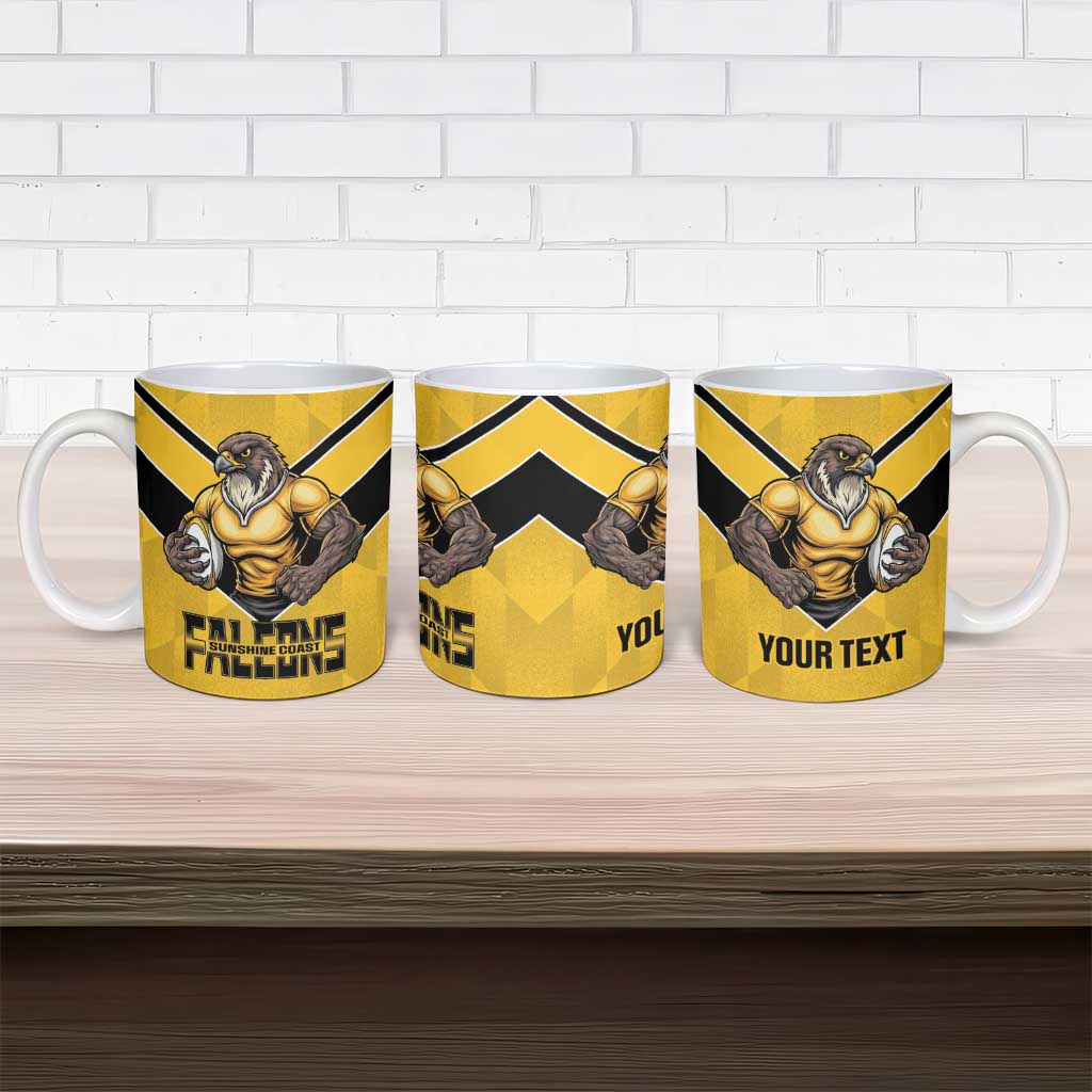 Sunshine Coast Rugby Custom Ceramic Mug Go Falcons Mascot Sporty Style - Aussie Hoodie