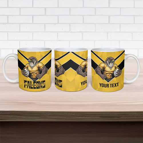 Sunshine Coast Rugby Custom Ceramic Mug Go Falcons Mascot Sporty Style - Aussie Hoodie