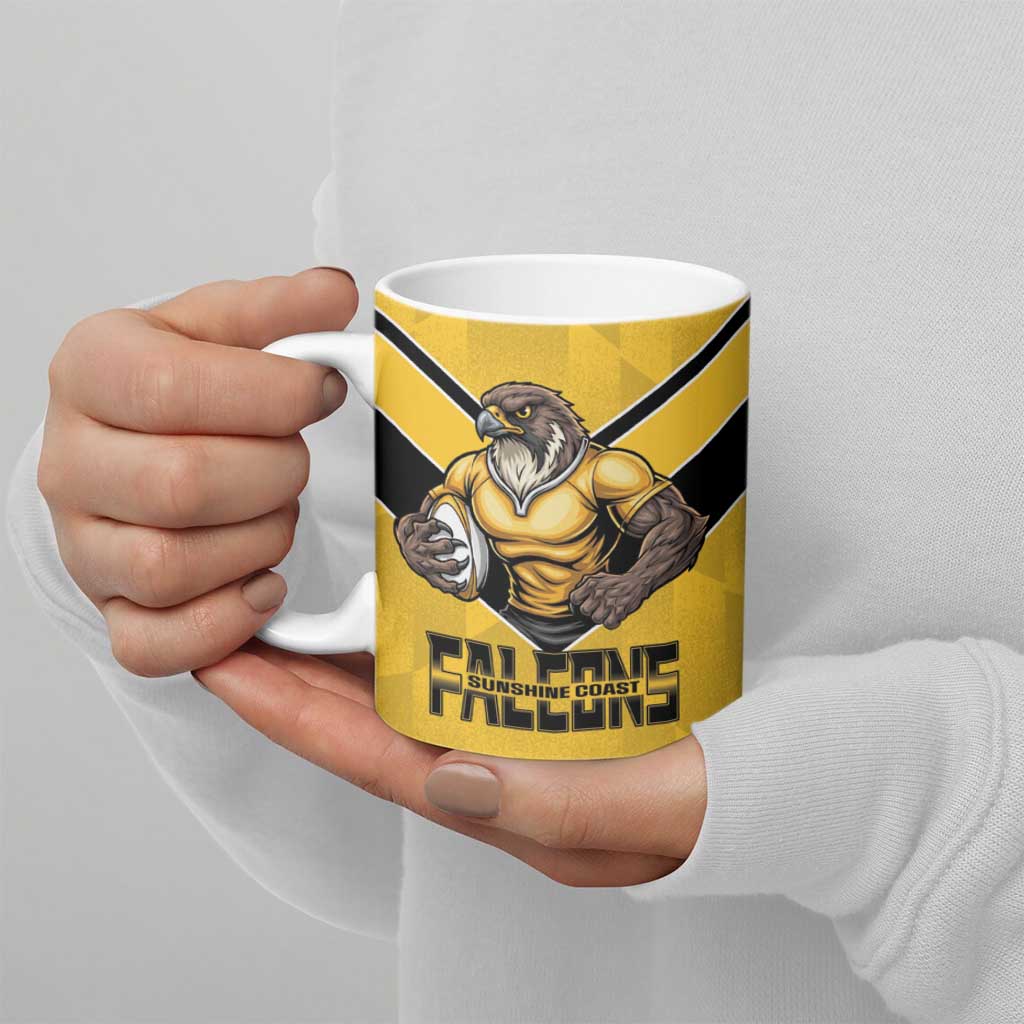 Sunshine Coast Rugby Custom Ceramic Mug Go Falcons Mascot Sporty Style - Aussie Hoodie