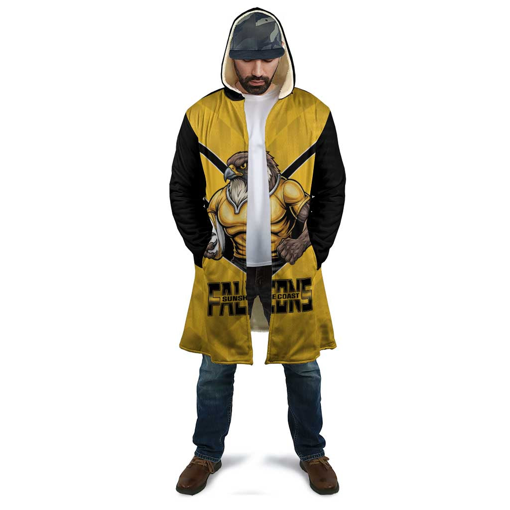 Sunshine Coast Rugby Custom Cloak Go Falcons Mascot Sporty Style - Aussie Hoodie