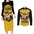 Sunshine Coast Rugby Custom Couples Matching Long Sleeve Bodycon Dress and Long Sleeve Button Shirt Go Falcons Mascot Sporty Style - Aussie Hoodie