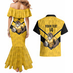 Sunshine Coast Rugby Custom Couples Matching Mermaid Dress and Hawaiian Shirt Go Falcons Mascot Sporty Style - Aussie Hoodie
