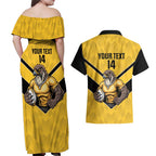 Sunshine Coast Rugby Custom Couples Matching Off Shoulder Maxi Dress and Hawaiian Shirt Go Falcons Mascot Sporty Style - Aussie Hoodie