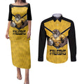 Sunshine Coast Rugby Custom Couples Matching Puletasi and Long Sleeve Button Shirt Go Falcons Mascot Sporty Style - Aussie Hoodie