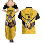 Sunshine Coast Rugby Custom Couples Matching Summer Maxi Dress and Hawaiian Shirt Go Falcons Mascot Sporty Style - Aussie Hoodie