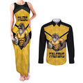 Sunshine Coast Rugby Custom Couples Matching Tank Maxi Dress and Long Sleeve Button Shirt Go Falcons Mascot Sporty Style - Aussie Hoodie